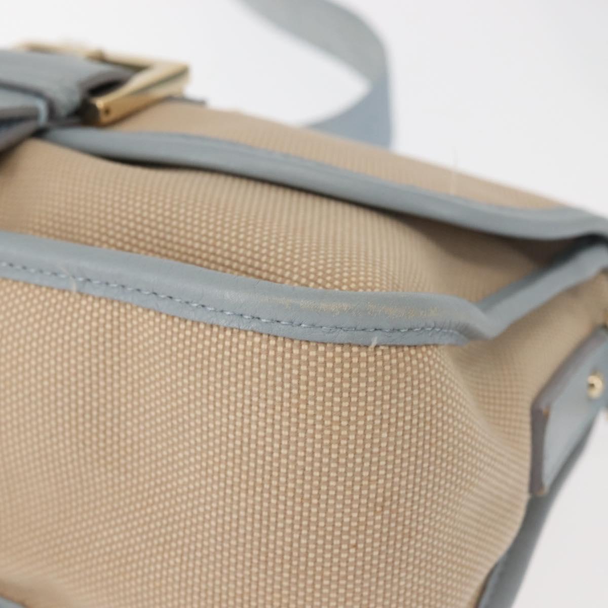 FENDI Zucca Canvas Shoulder Bag Beige Gold Auth 144250