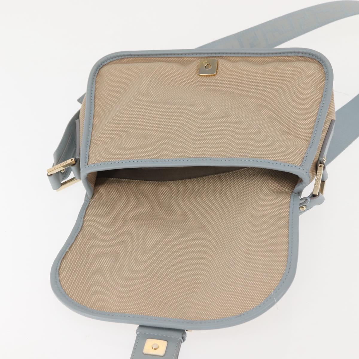 FENDI Zucca Canvas Shoulder Bag Beige Gold Auth 144250