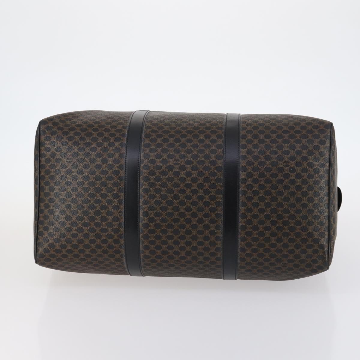 CELINE Macadam Canvas Boston Bag PVC Leather Black Gold Auth 144252