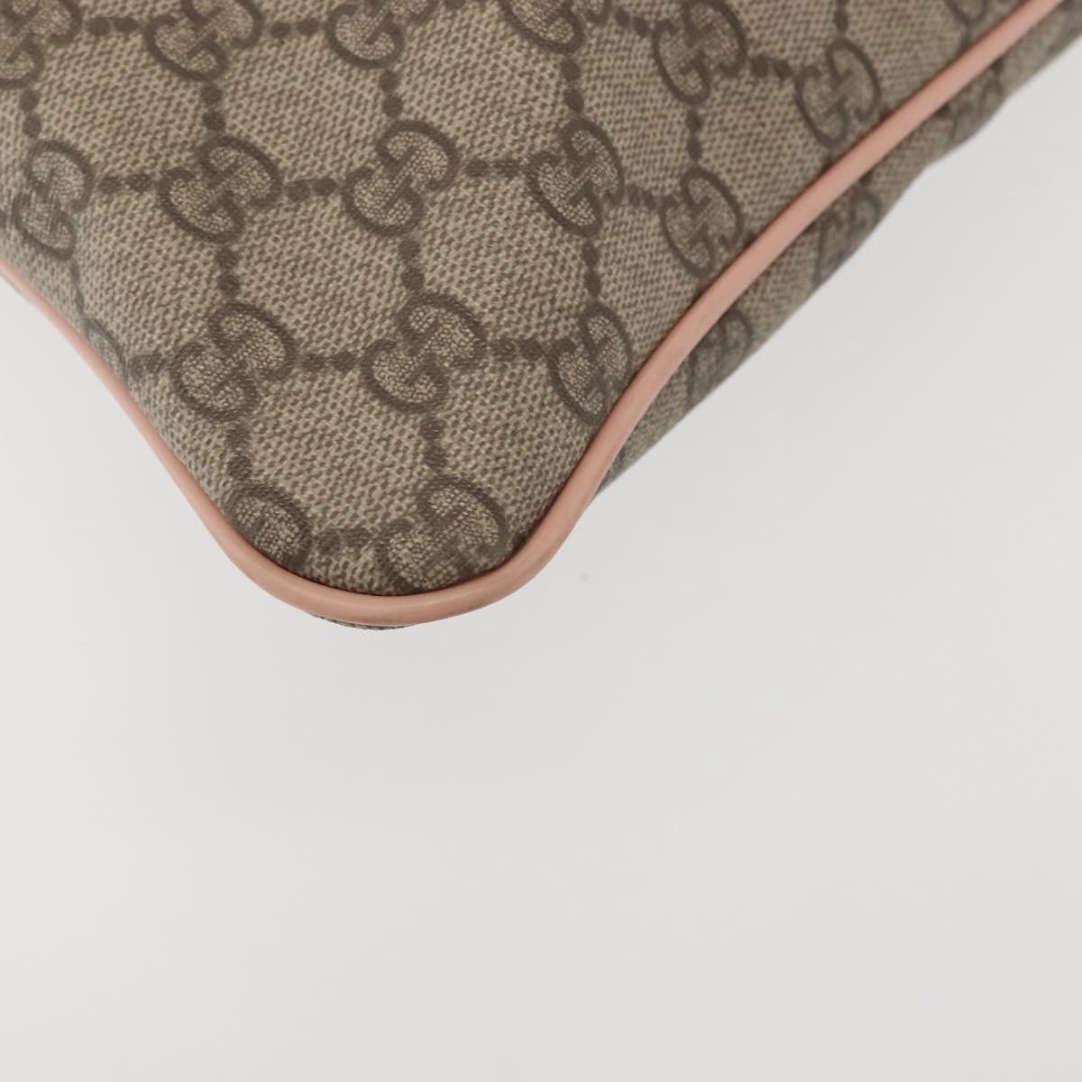 GUCCI GG Supreme Shoulder Bag PVC Beige Gold 201446 Auth 144254