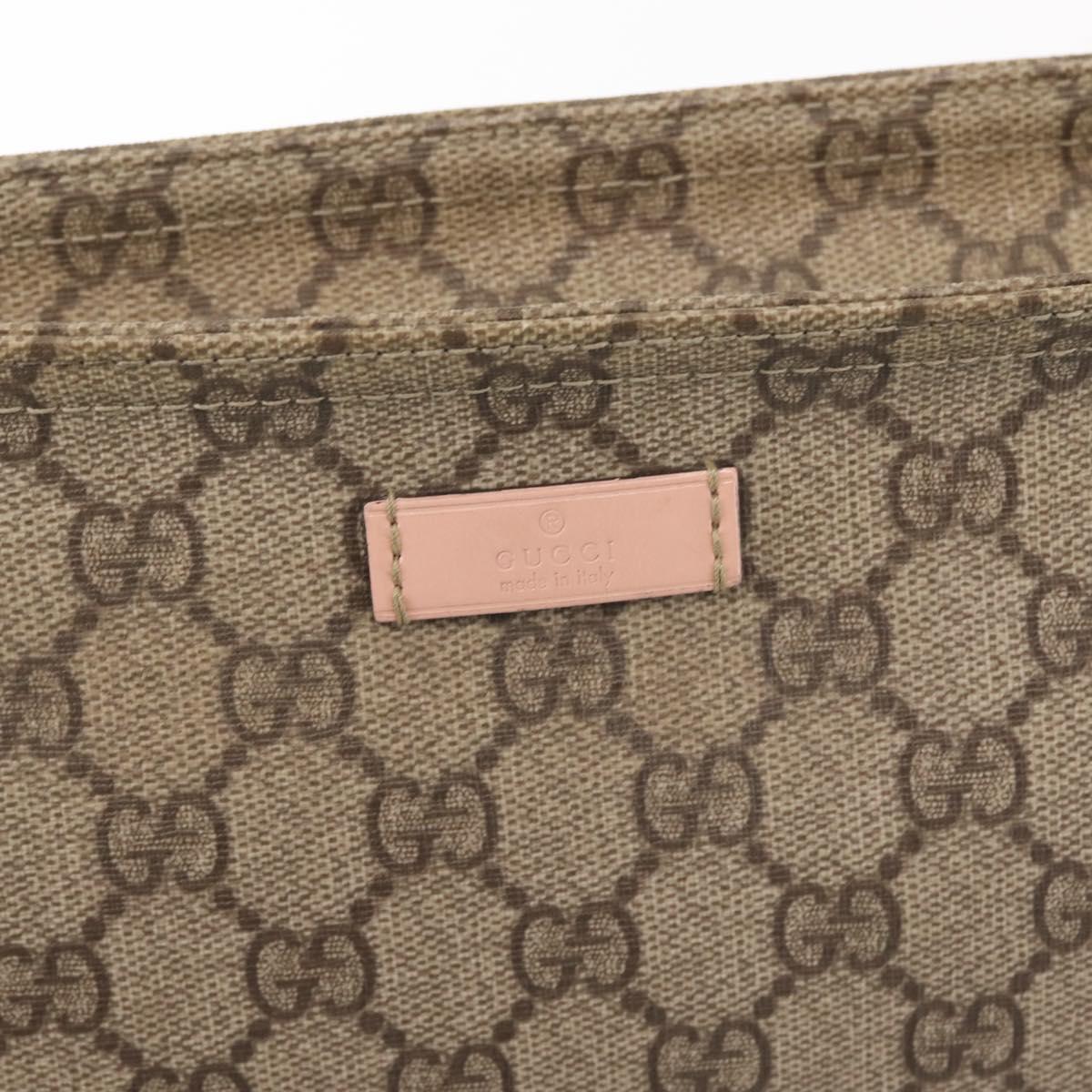 GUCCI GG Supreme Shoulder Bag PVC Beige Gold 201446 Auth 144254