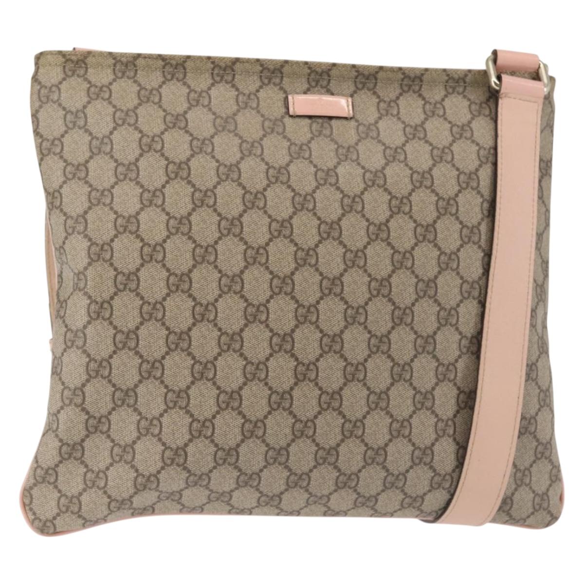 GUCCI GG Supreme Shoulder Bag PVC Beige Gold 201446 Auth 144254