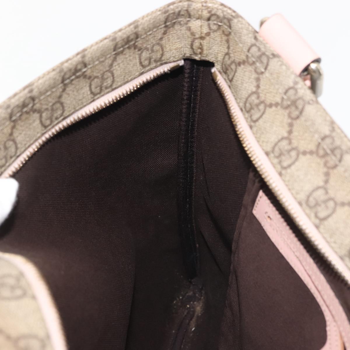 GUCCI GG Supreme Shoulder Bag PVC Beige Gold 201446 Auth 144254