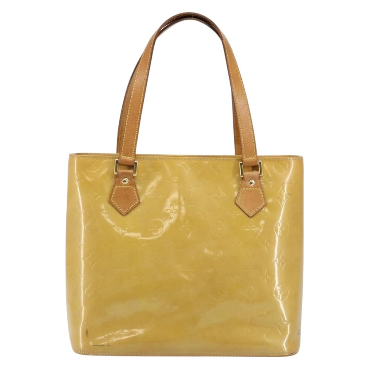 LOUIS VUITTON Monogram Vernis Houston Hand Bag Beige M91004 LV Auth 144259