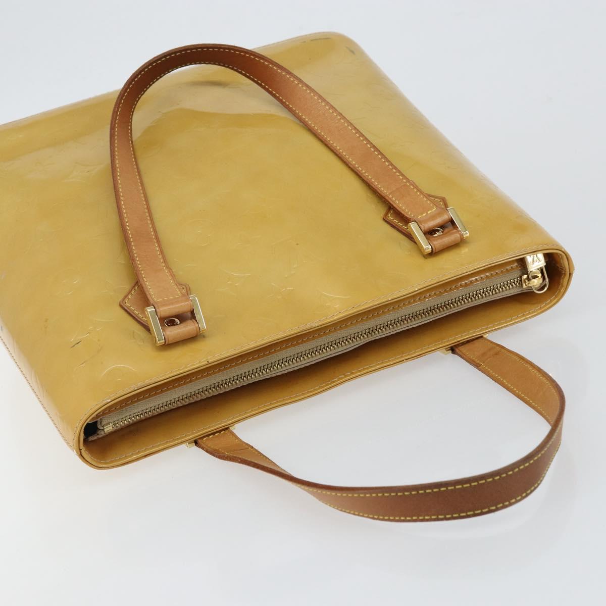 LOUIS VUITTON Monogram Vernis Houston Hand Bag Beige M91004 LV Auth 144259