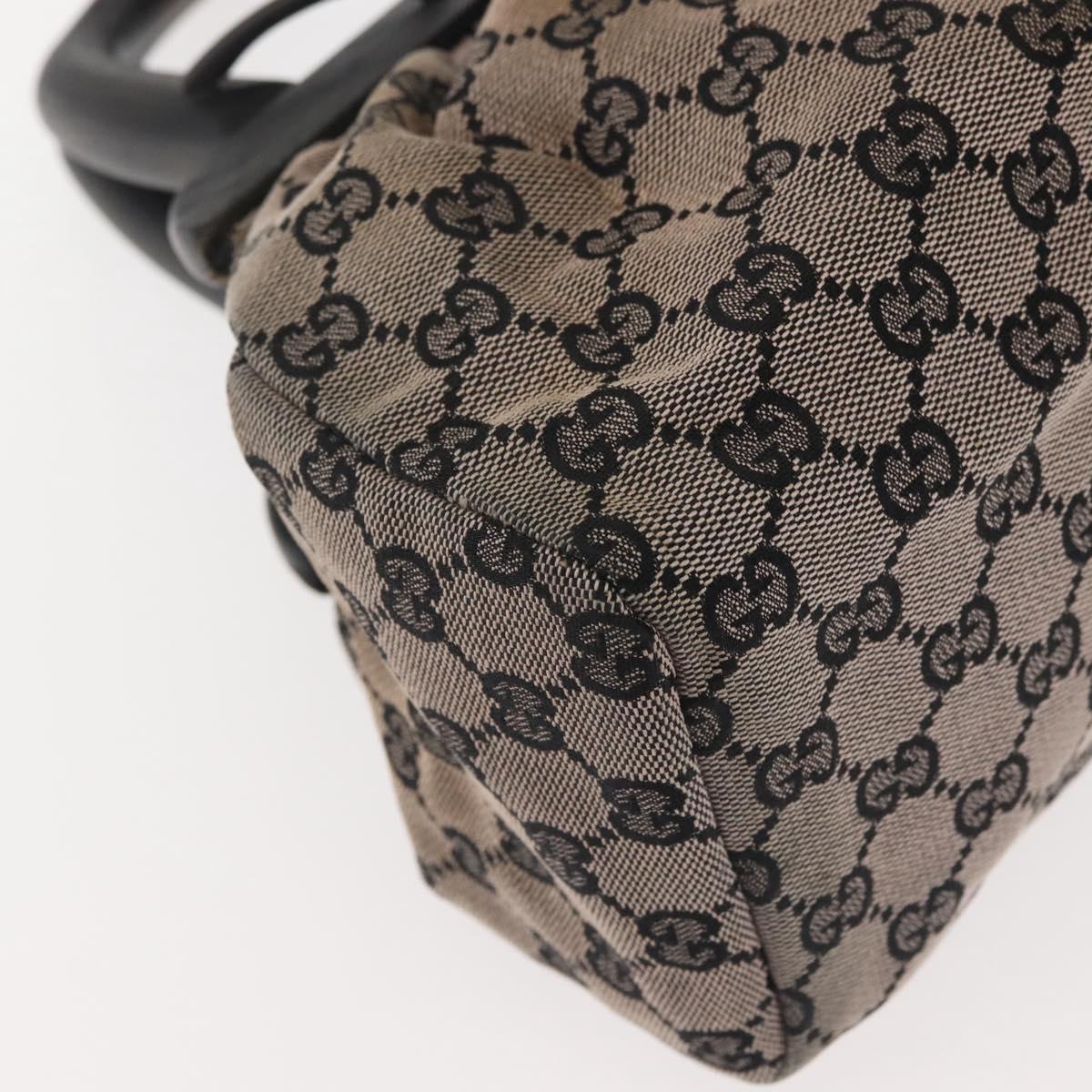 GUCCI GG Canvas Wood Handle Hand Bag Gray 112683 Auth 144272