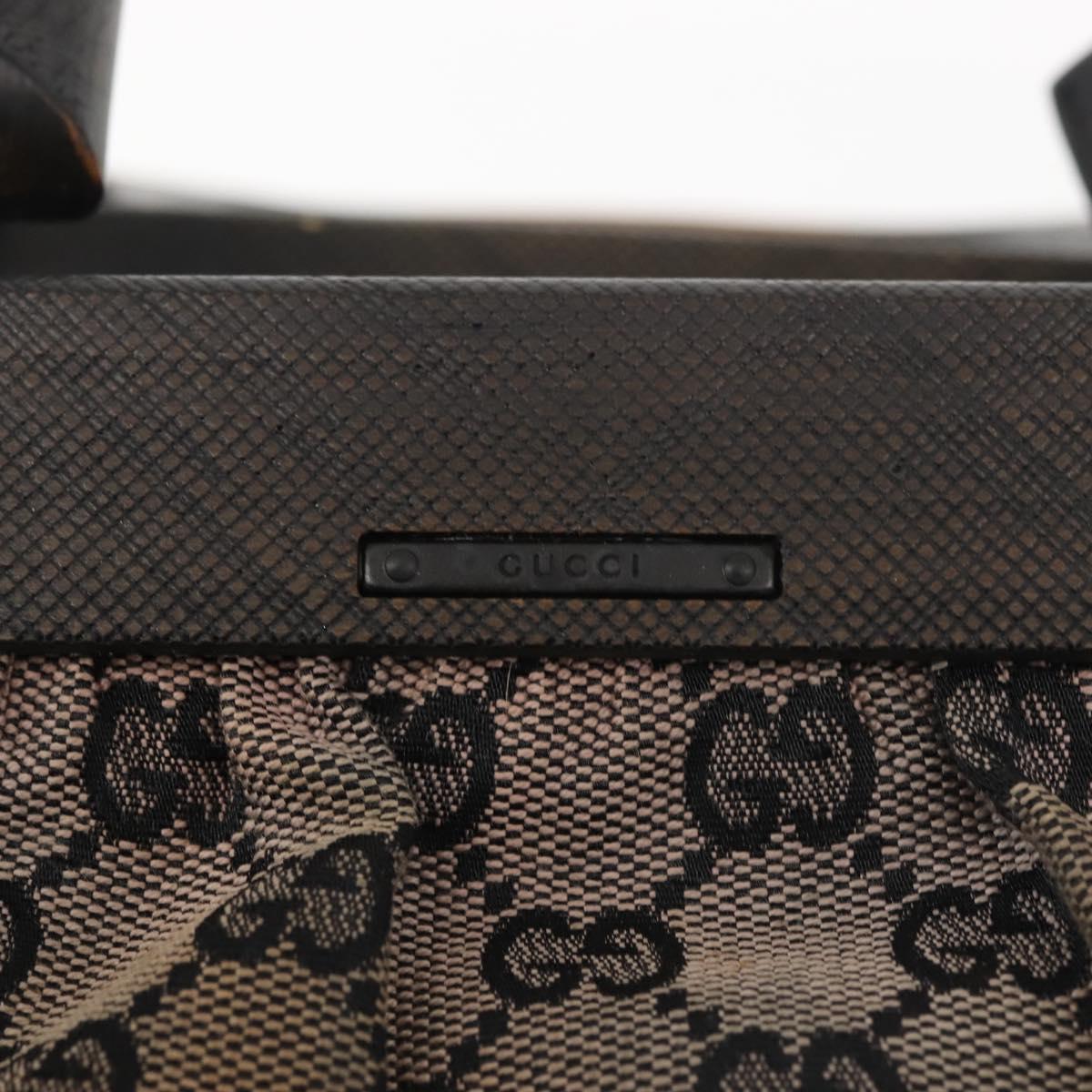 GUCCI GG Canvas Wood Handle Hand Bag Gray 112683 Auth 144272