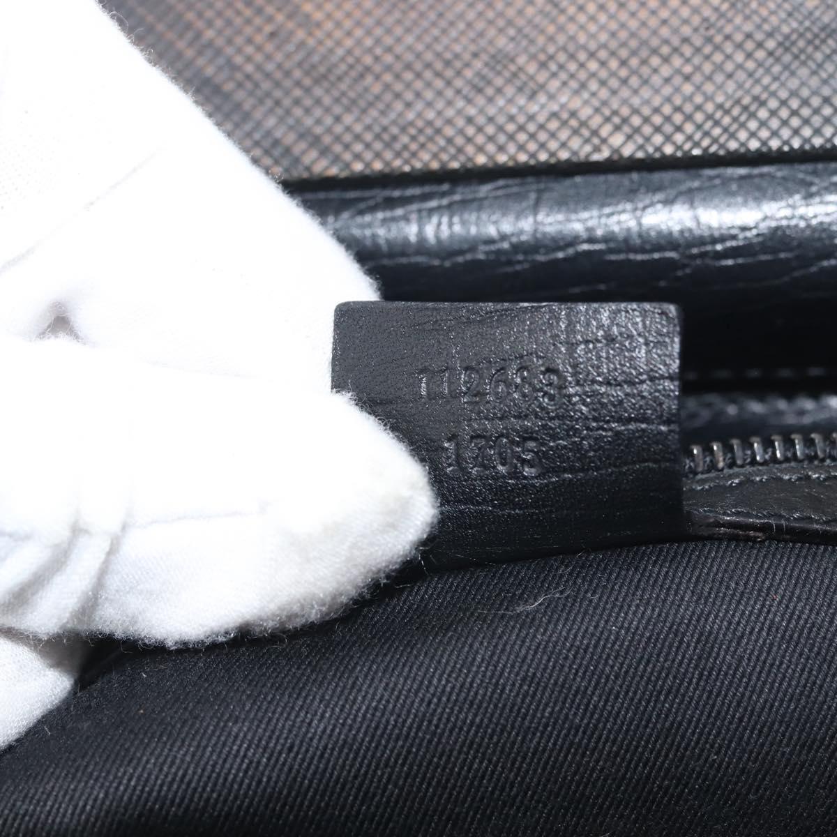GUCCI GG Canvas Wood Handle Hand Bag Gray 112683 Auth 144272