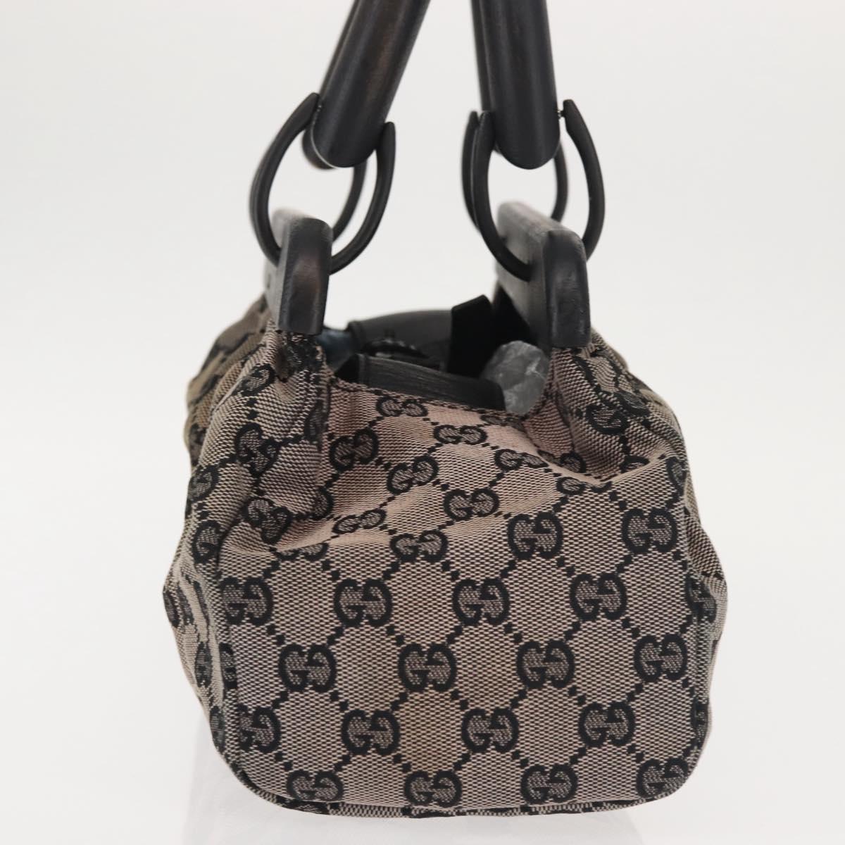 GUCCI GG Canvas Wood Handle Hand Bag Gray 112683 Auth 144272