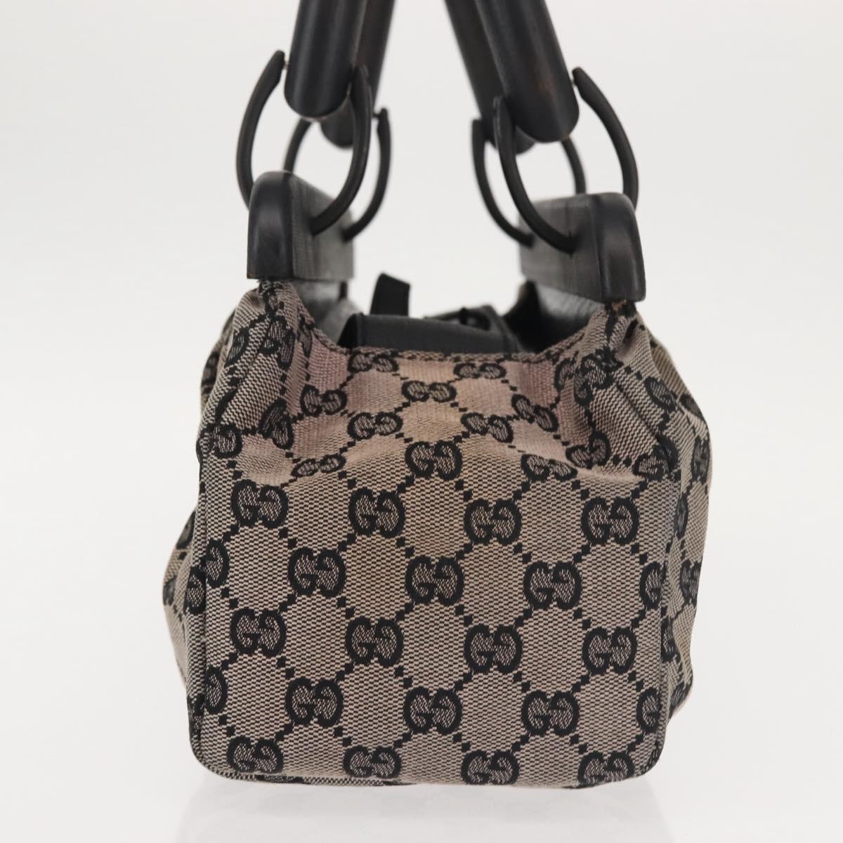 GUCCI GG Canvas Wood Handle Hand Bag Gray 112683 Auth 144272