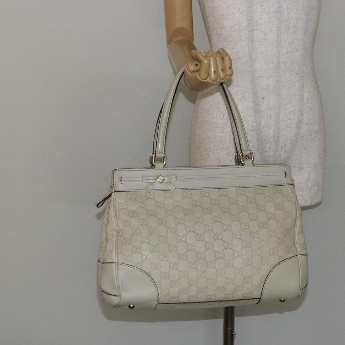 GUCCI GG Canvas Guccissima Mayfair Bag Leather Ivory Gold 257063 Auth 144274