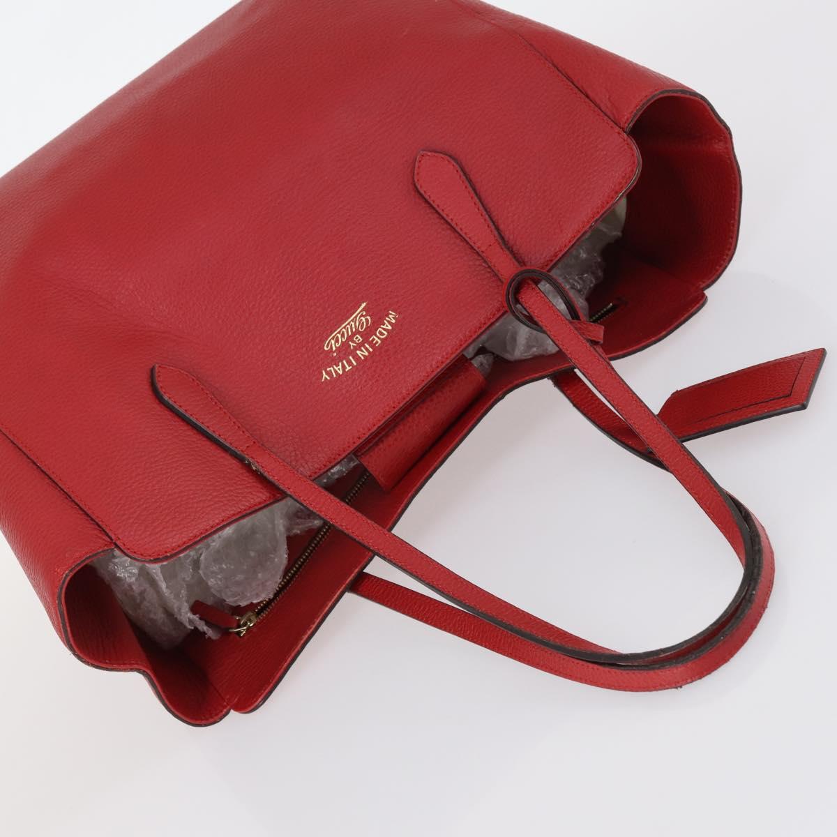 GUCCI Swing Tote Bag Leather Red Gold 354397 Auth 144275