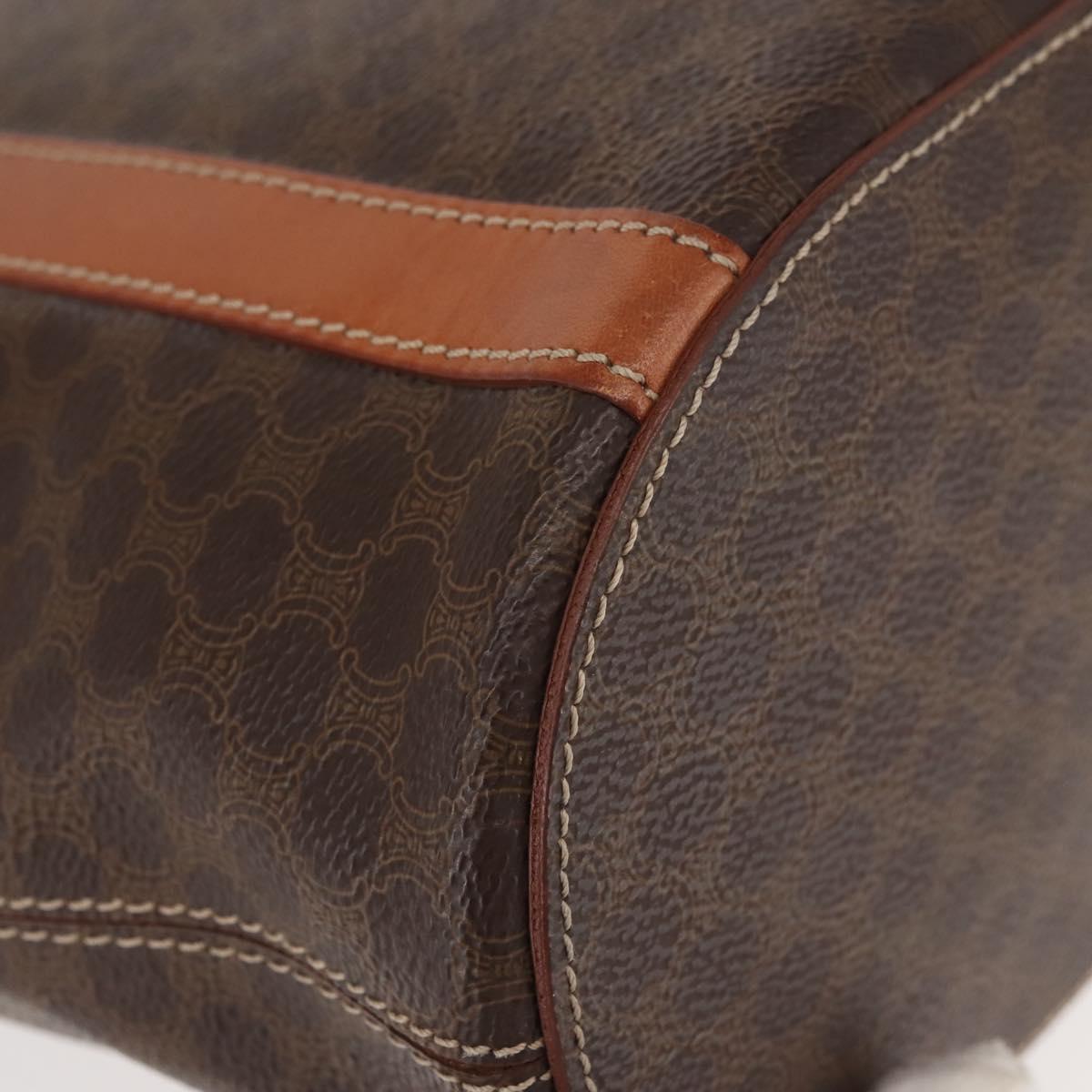 CELINE Macadam Canvas Tote Bag PVC Leather Brown Gold Auth 144276