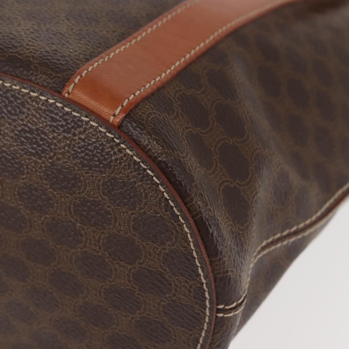CELINE Macadam Canvas Tote Bag PVC Leather Brown Gold Auth 144276