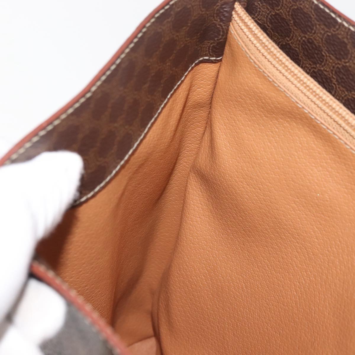 CELINE Macadam Canvas Tote Bag PVC Leather Brown Gold Auth 144276