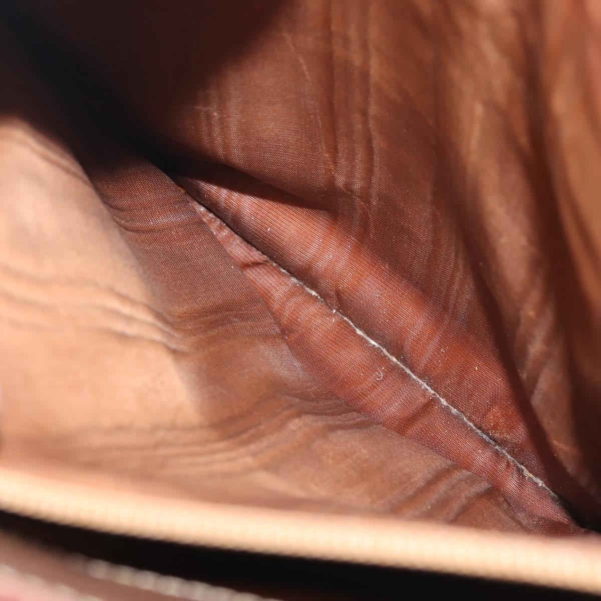 CELINE Macadam Canvas Tote Bag PVC Leather Brown Gold Auth 144276