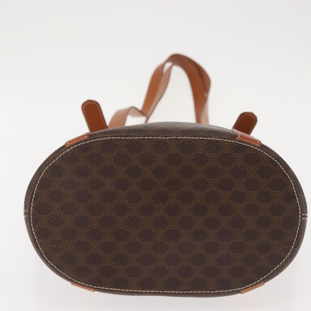 CELINE Macadam Canvas Tote Bag PVC Leather Brown Gold Auth 144276