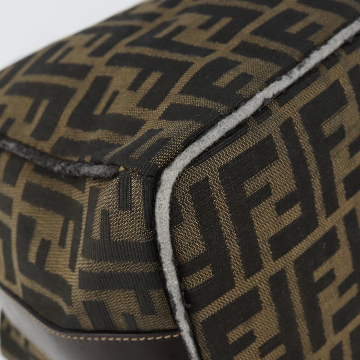 FENDI Zucca Canvas Vanity Bag Black Brown Auth 144277
