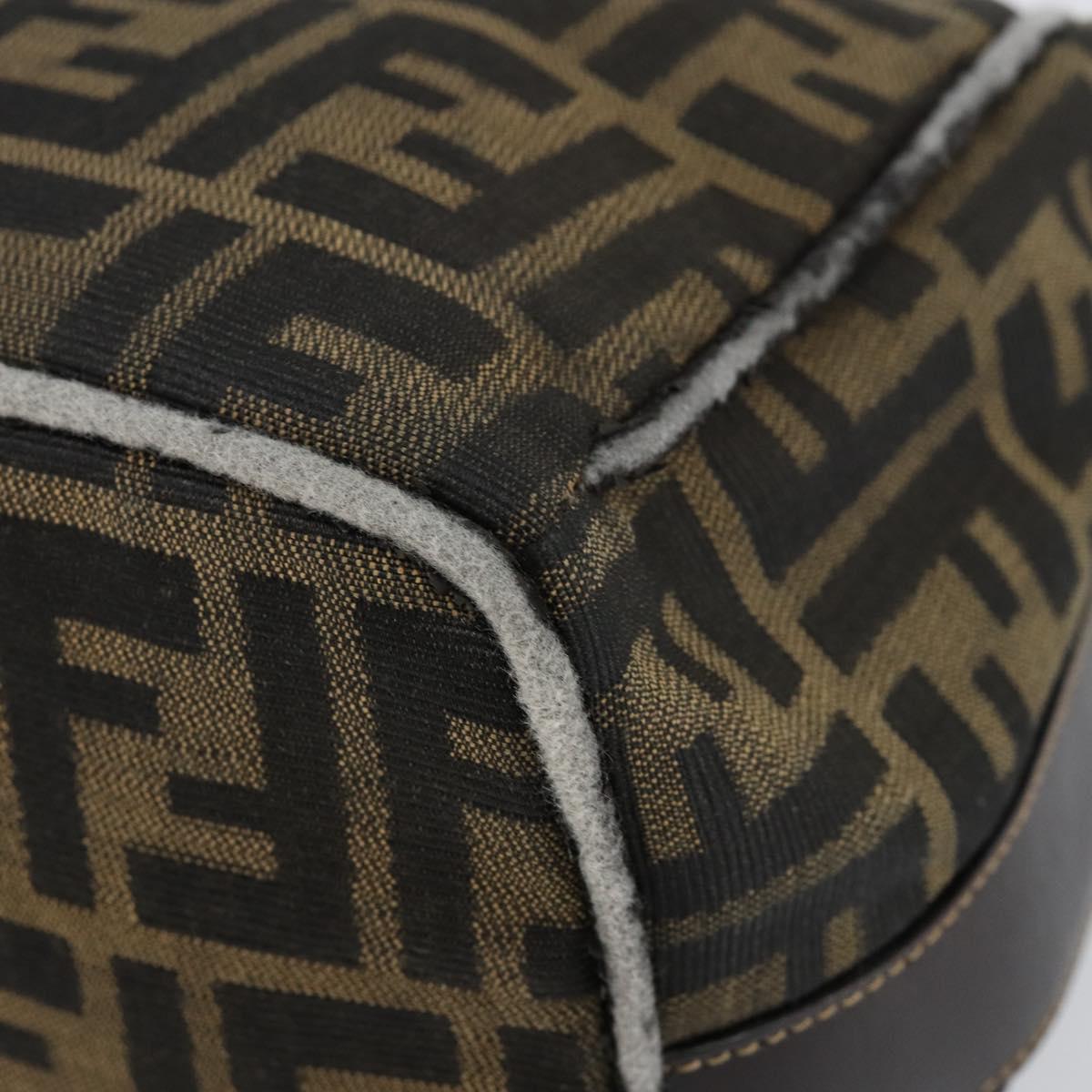 FENDI Zucca Canvas Vanity Bag Black Brown Auth 144277