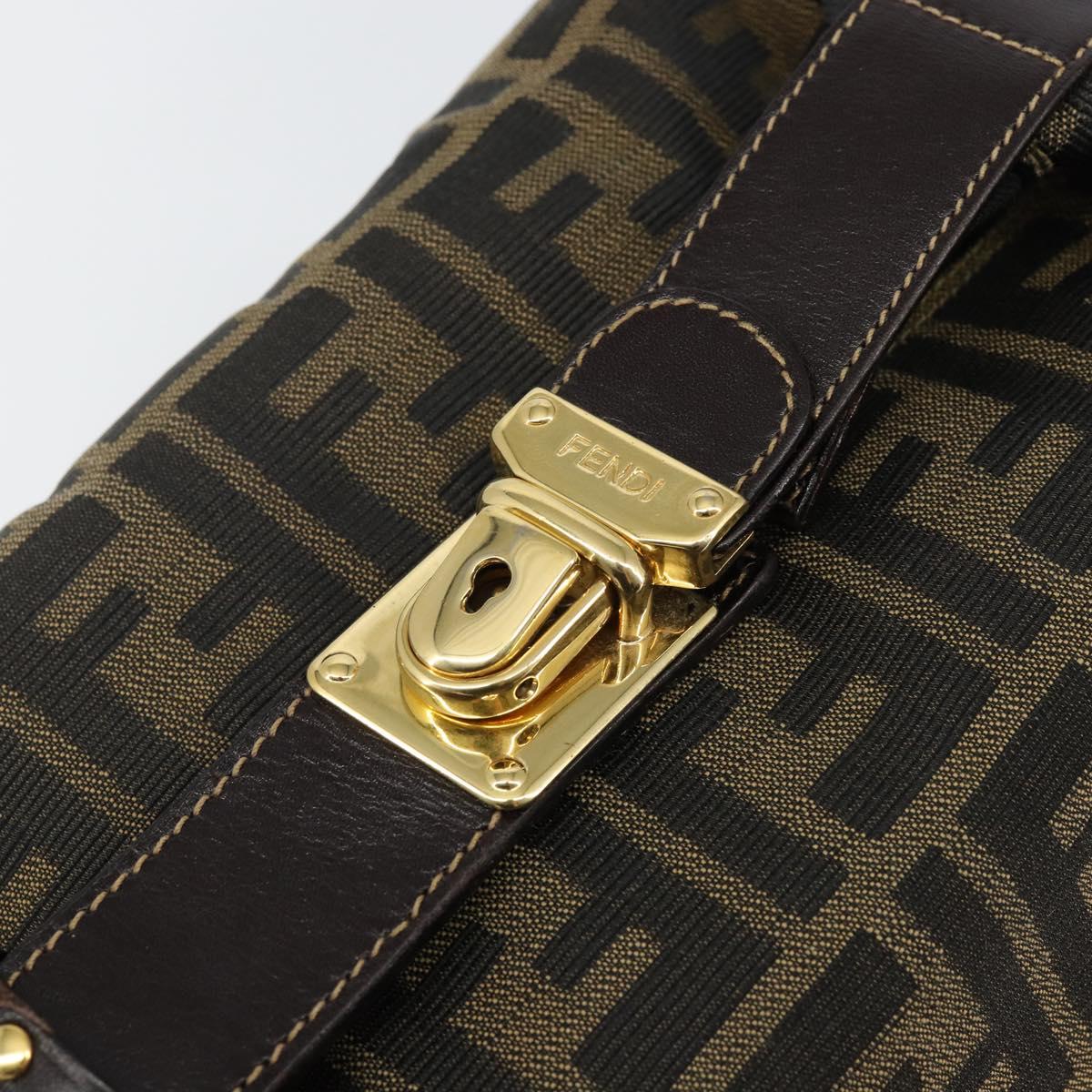 FENDI Zucca Canvas Vanity Bag Black Brown Auth 144277