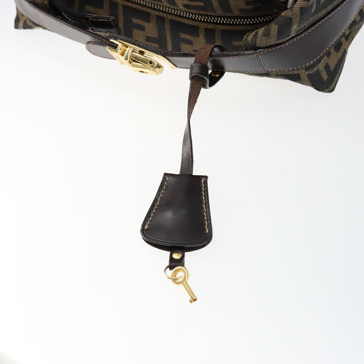 FENDI Zucca Canvas Vanity Bag Black Brown Auth 144277