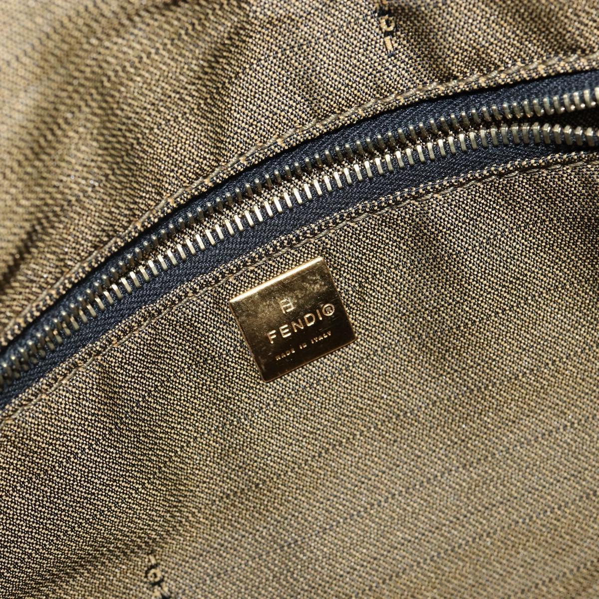 FENDI Zucca Canvas Vanity Bag Black Brown Auth 144277