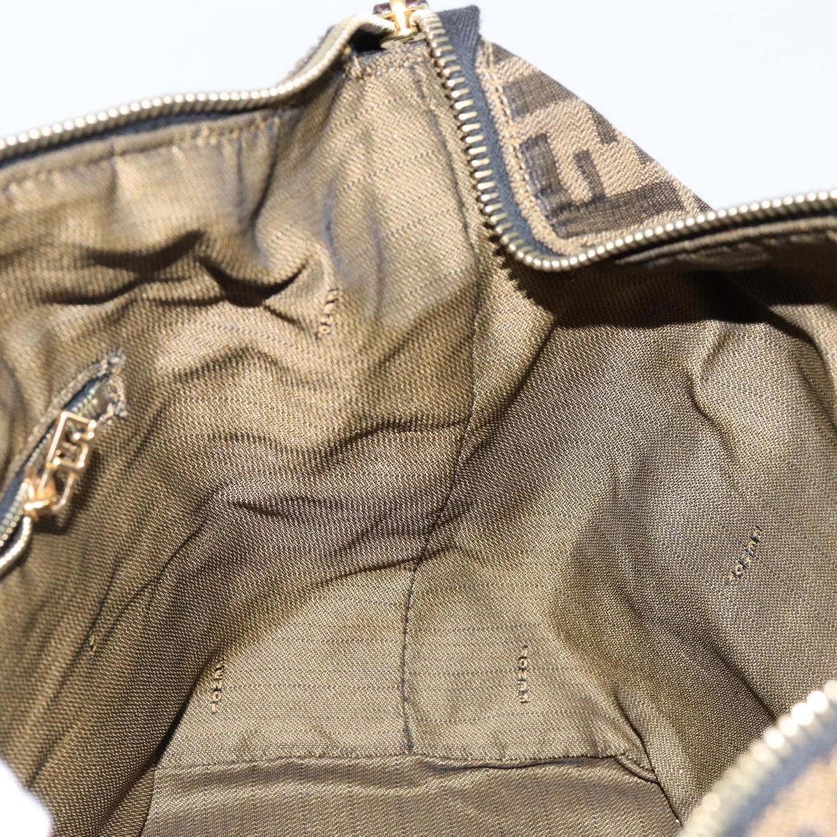 FENDI Zucca Canvas Vanity Bag Black Brown Auth 144277