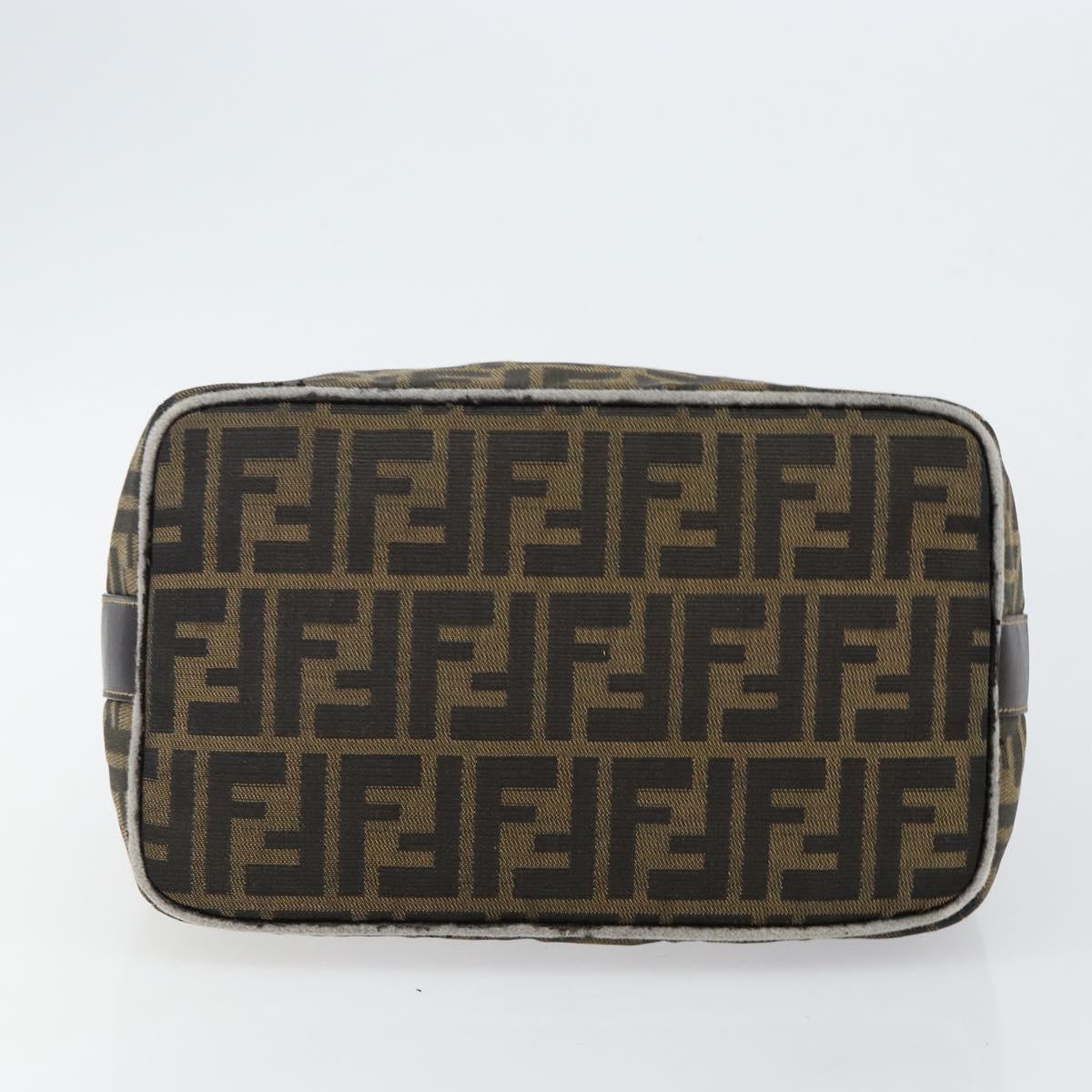 FENDI Zucca Canvas Vanity Bag Black Brown Auth 144277