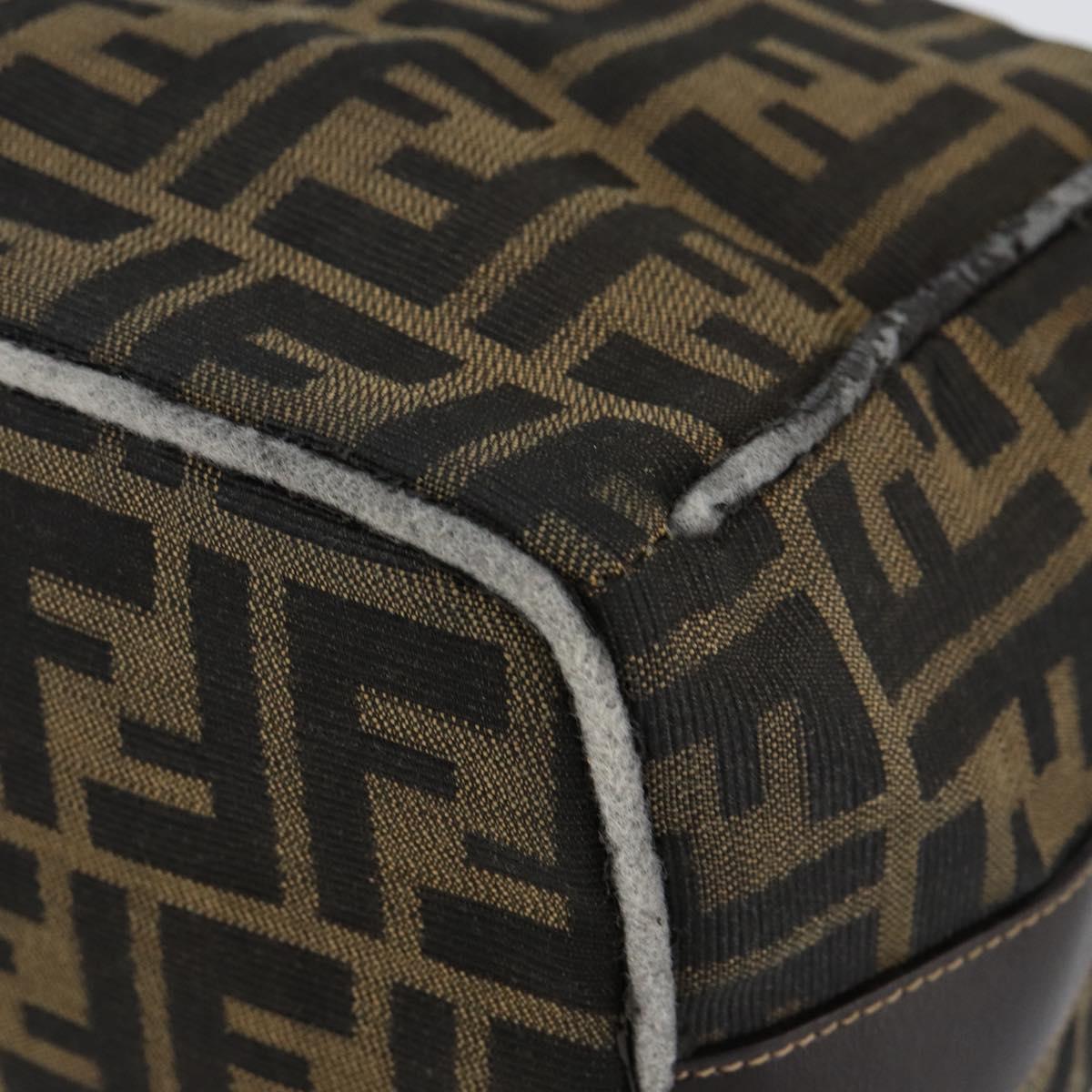 FENDI Zucca Canvas Vanity Bag Black Brown Auth 144277