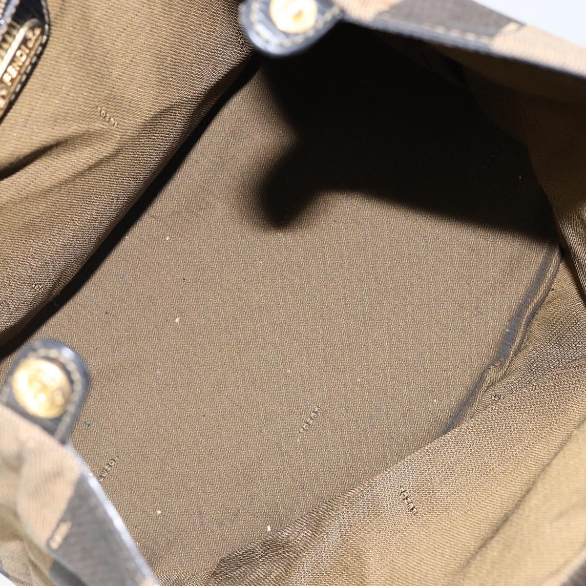 FENDI Pecan Canvas Hand Bag Black Brown Auth 144279