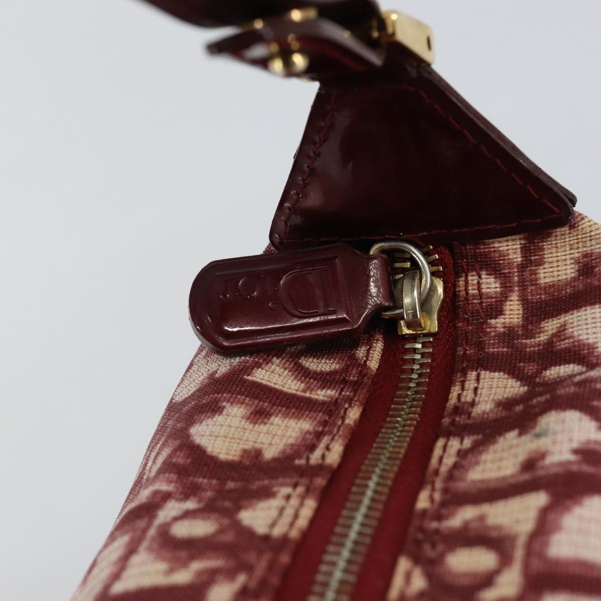 Christian Dior Trotter Canvas Hand Bag PVC Red Gold Auth 144281V