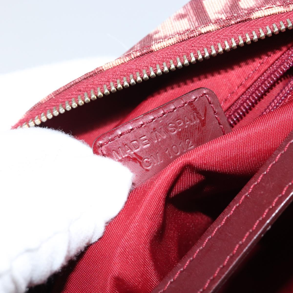 Christian Dior Trotter Canvas Hand Bag PVC Red Gold Auth 144281V