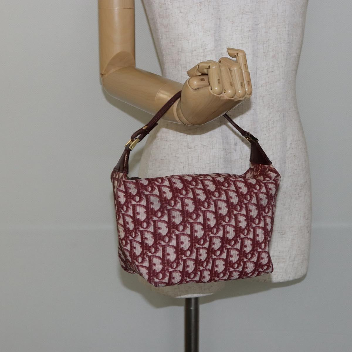 Christian Dior Trotter Canvas Hand Bag PVC Red Gold Auth 144281V