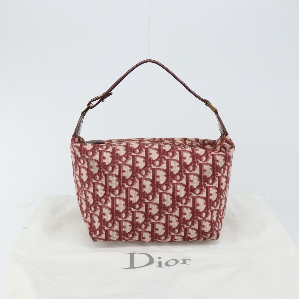 Christian Dior Trotter Canvas Hand Bag PVC Red Gold Auth 144281V