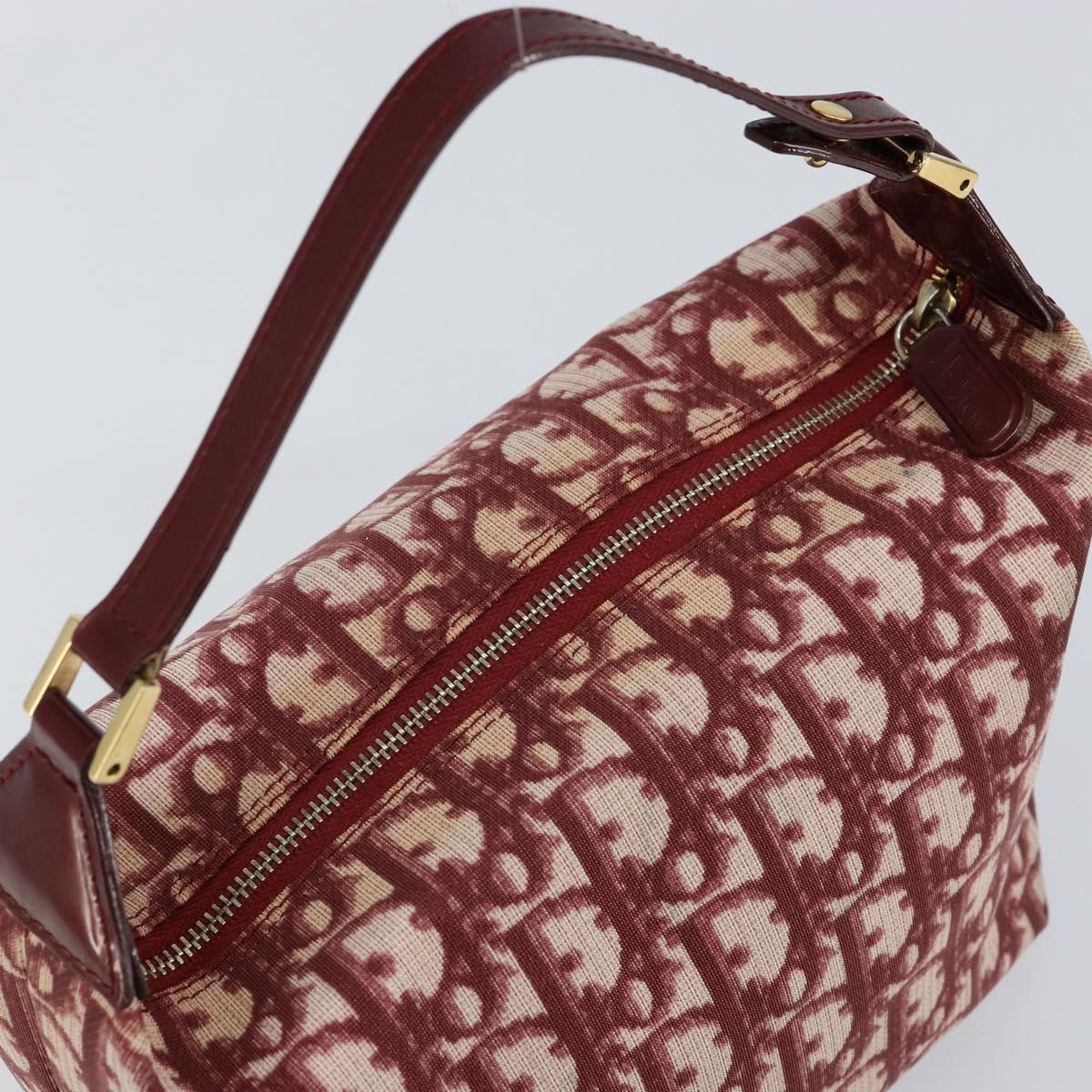 Christian Dior Trotter Canvas Hand Bag PVC Red Gold Auth 144281V