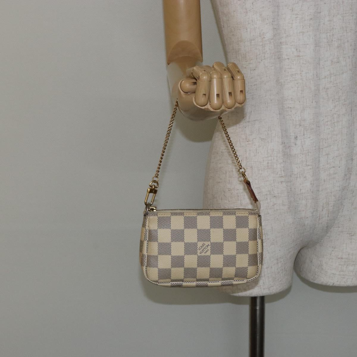LOUIS VUITTON Damier Azur Mini Pochette Accessoires Pouch N63005 LV Auth 144302