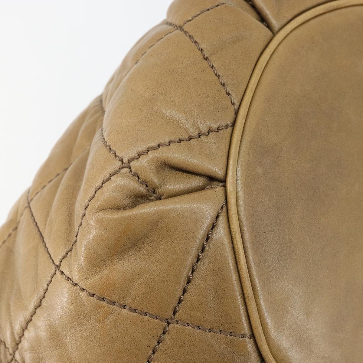 CHANEL Wild Stitch Shoulder Bag Leather Brown Gold CC Auth 144304