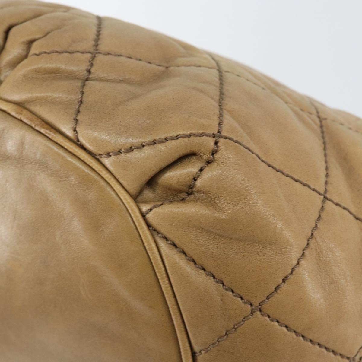 CHANEL Wild Stitch Shoulder Bag Leather Brown Gold CC Auth 144304