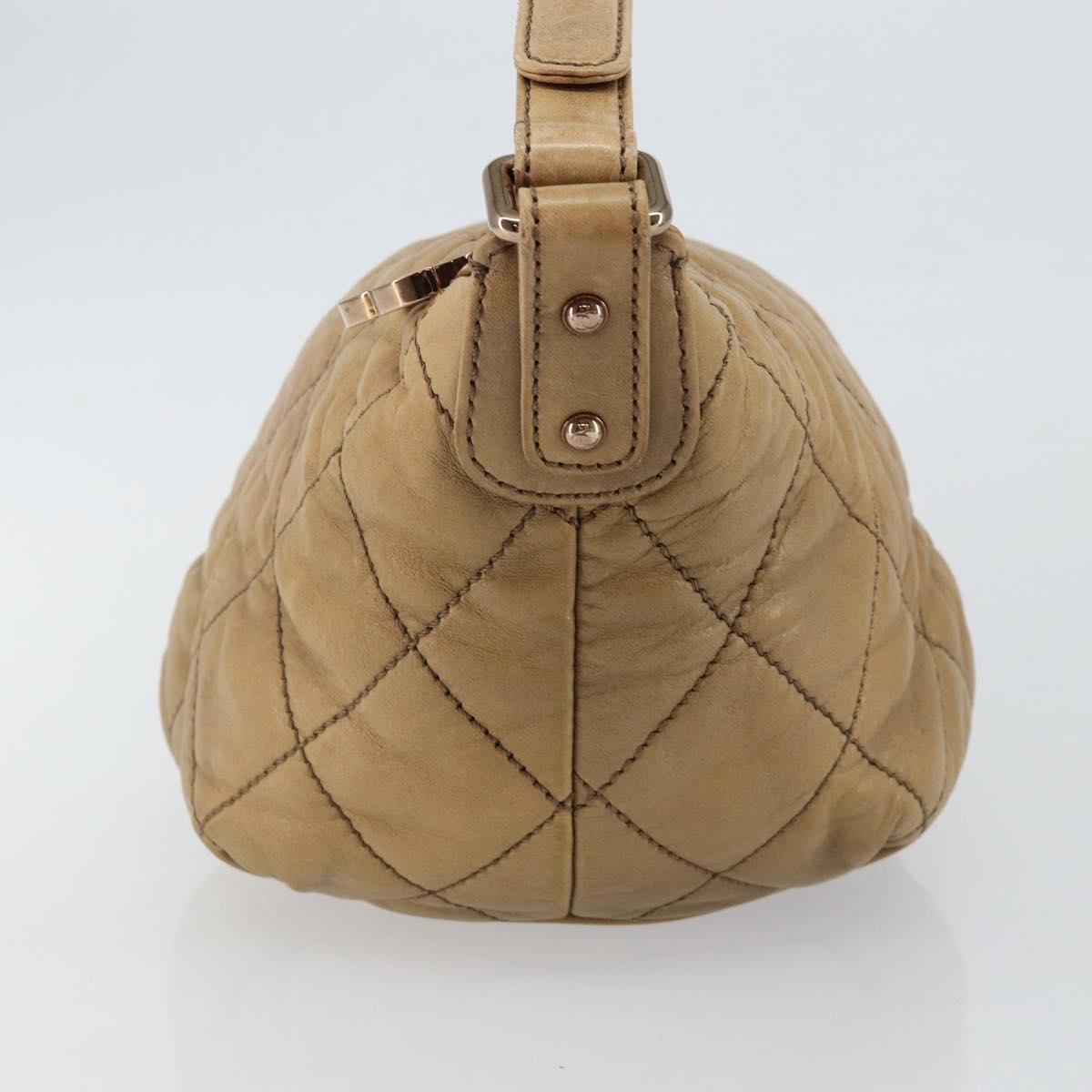 CHANEL Wild Stitch Shoulder Bag Leather Brown Gold CC Auth 144304