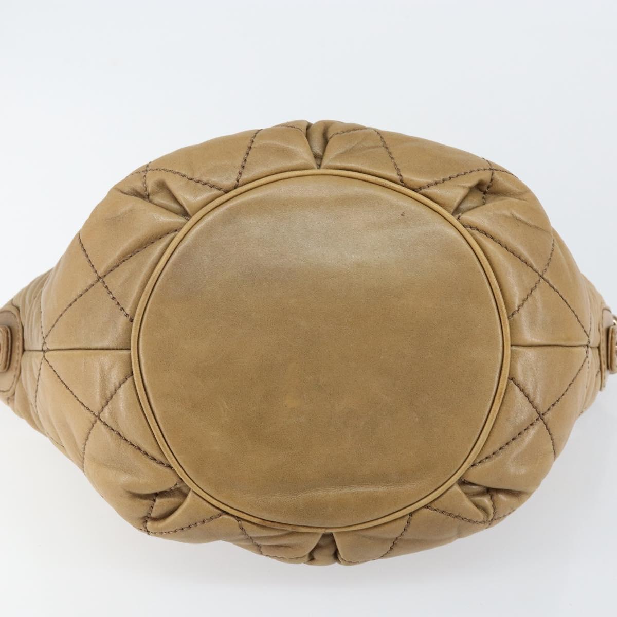 CHANEL Wild Stitch Shoulder Bag Leather Brown Gold CC Auth 144304