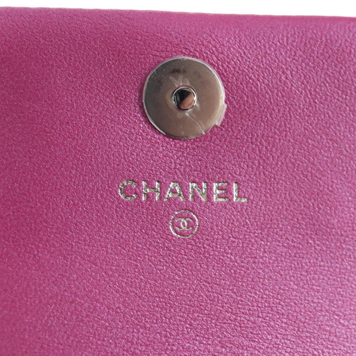 CHANEL Matelasse Hand Pouch Patent leather Pink Silver CC Auth 144306A