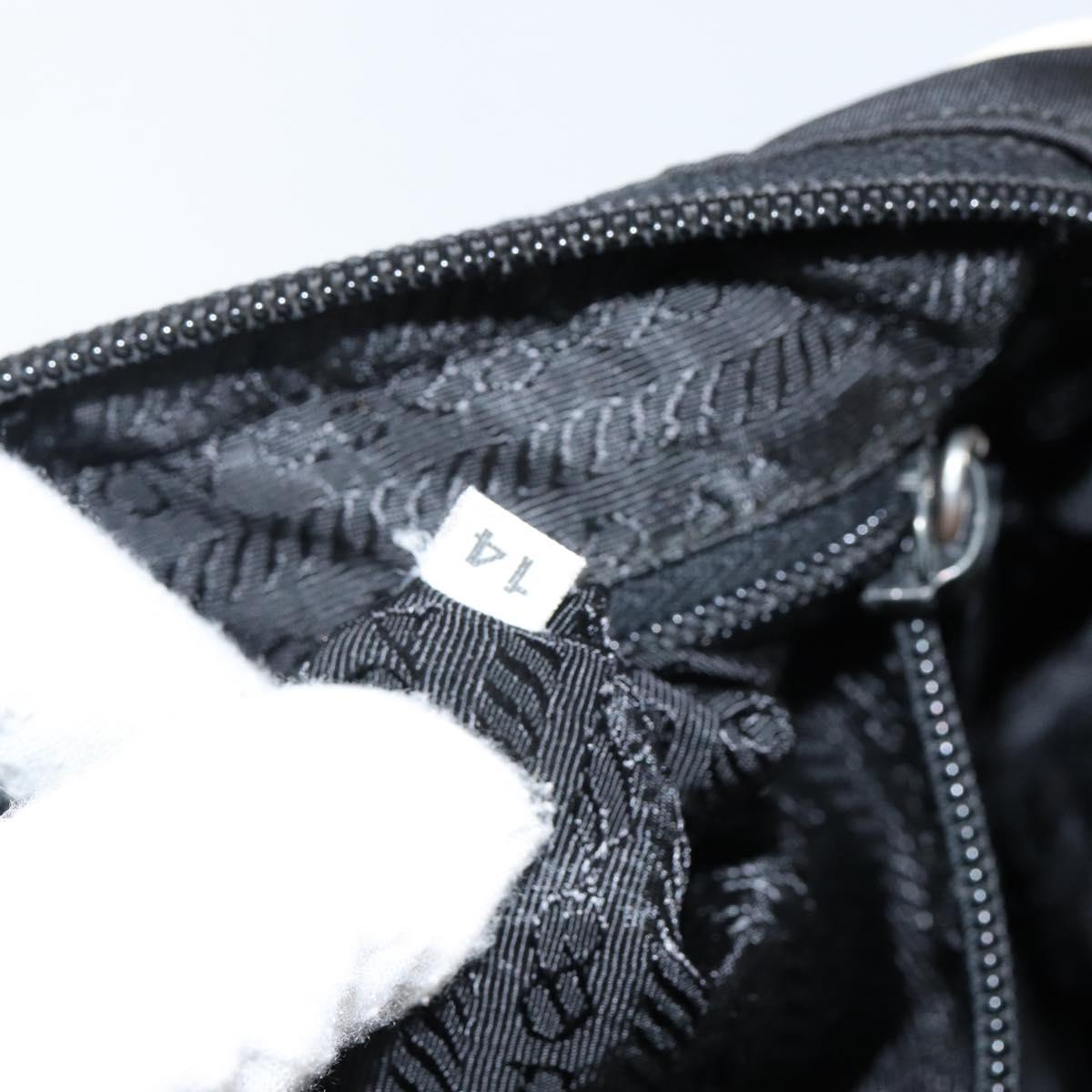 PRADA Shoulder Bag Nylon Black Silver Auth 144308