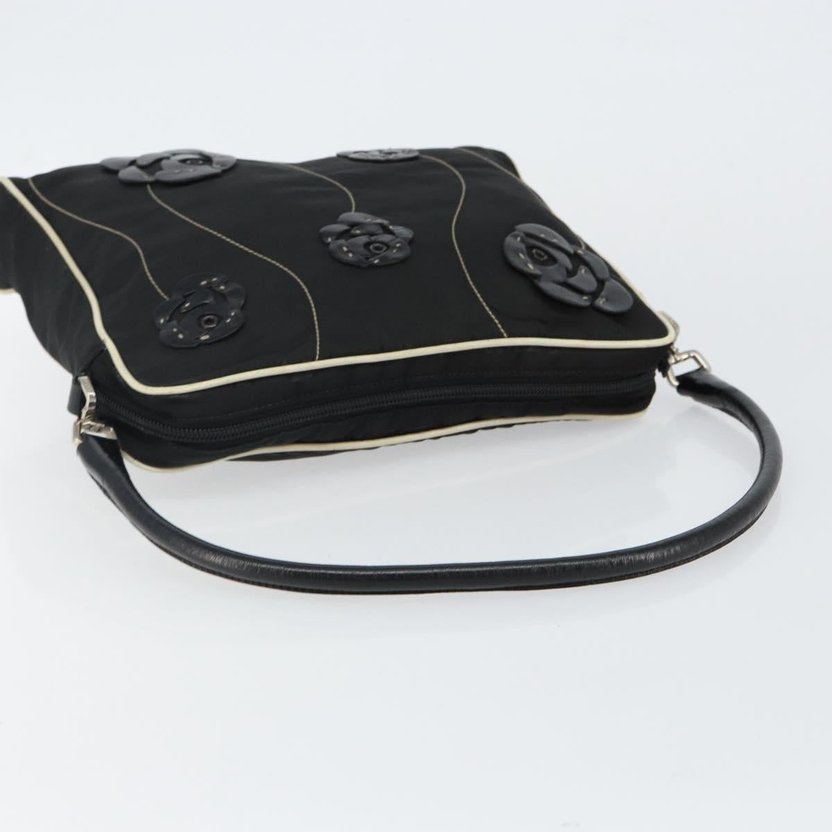 PRADA Shoulder Bag Nylon Black Silver Auth 144308