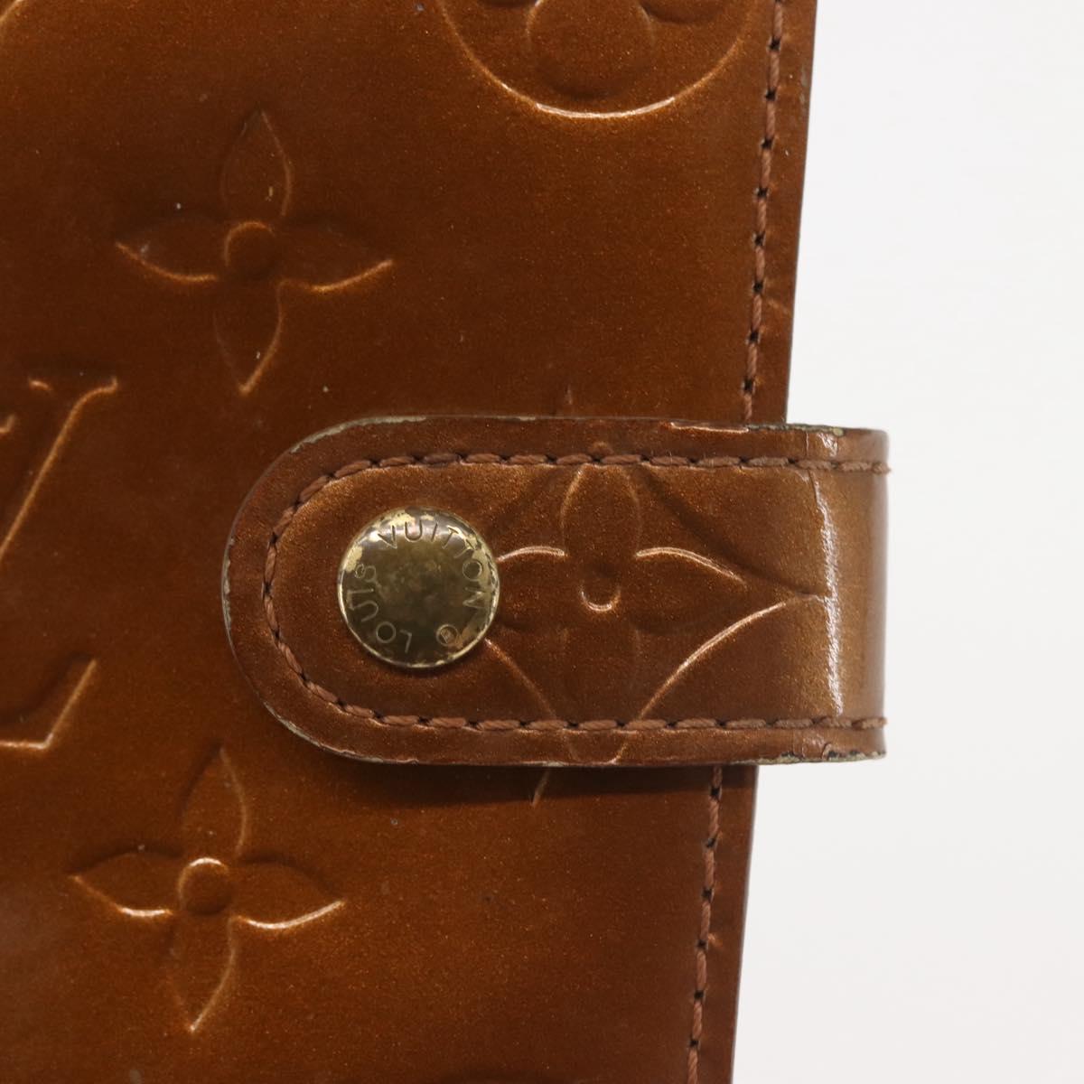 LOUIS VUITTON Vernis Agenda PM Day Planner Cover Bronze R21004 LV Auth 144310