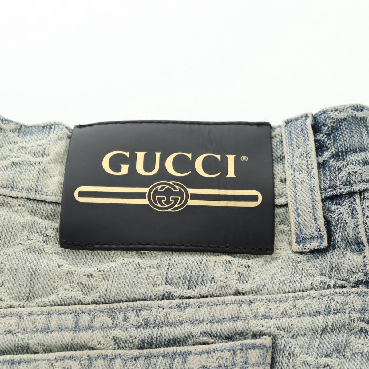GUCCI GG Jacquard Skirt Denim Light Blue 678789 Auth 144315