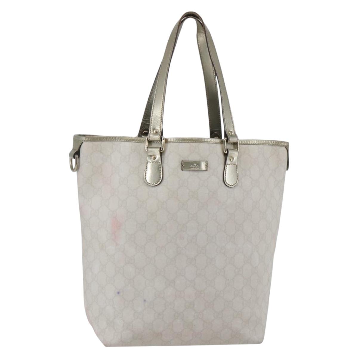 GUCCI GG Supreme Tote Bag PVC Ivory Gold 189896 Auth 144327