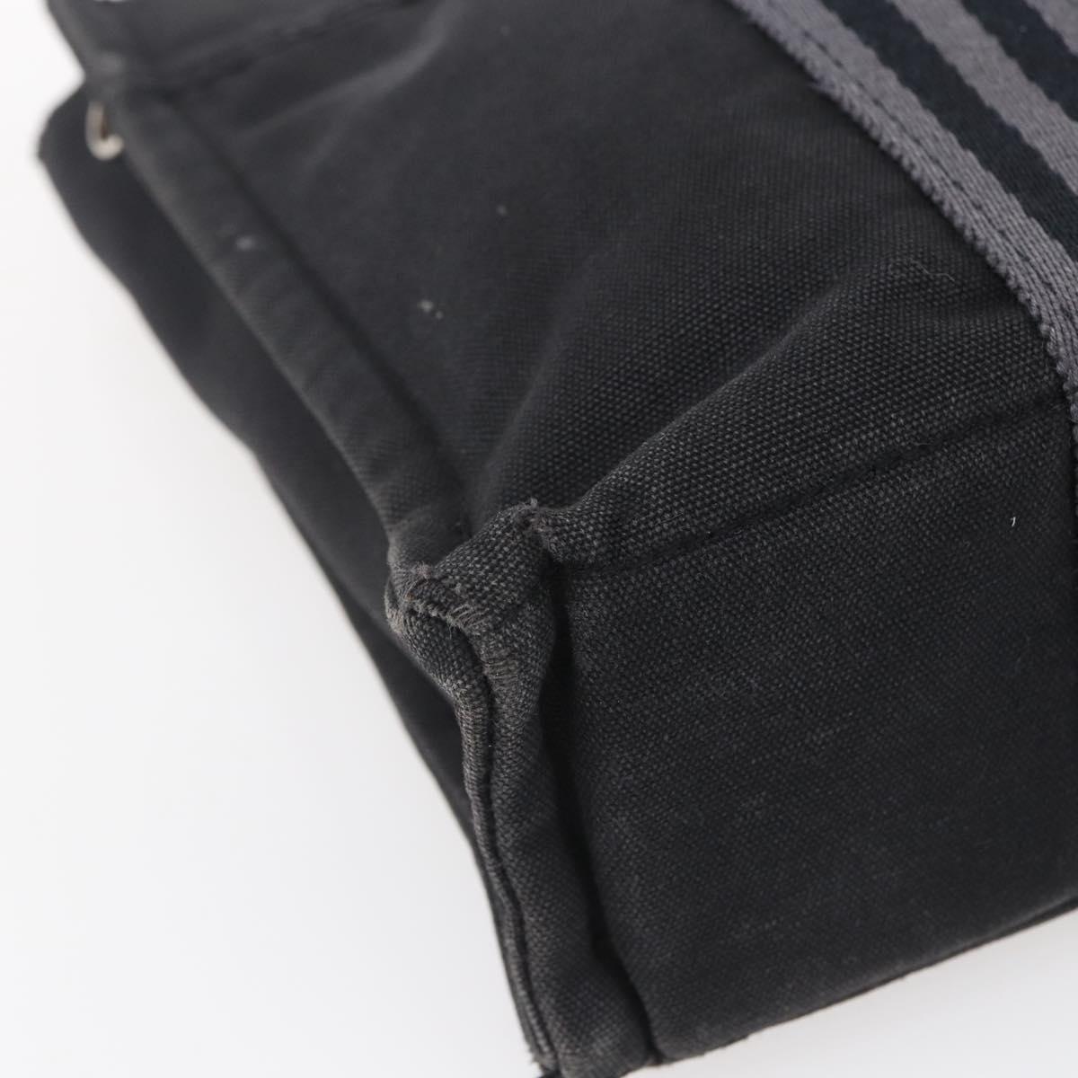 HERMES Fourre Tout PM Hand Bag Canvas Black Silver Auth 144331