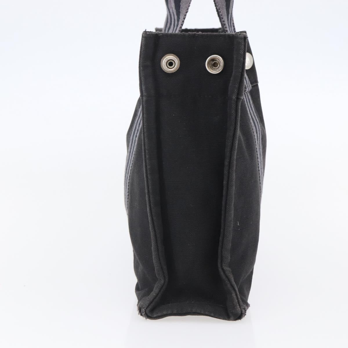 HERMES Fourre Tout PM Hand Bag Canvas Black Silver Auth 144331