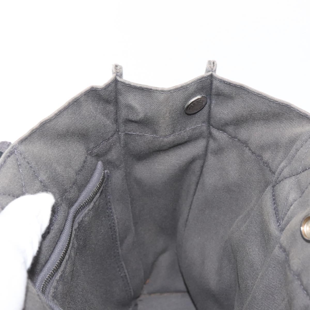 HERMES Fourre Tout PM Hand Bag Canvas Gray Silver Auth 144332