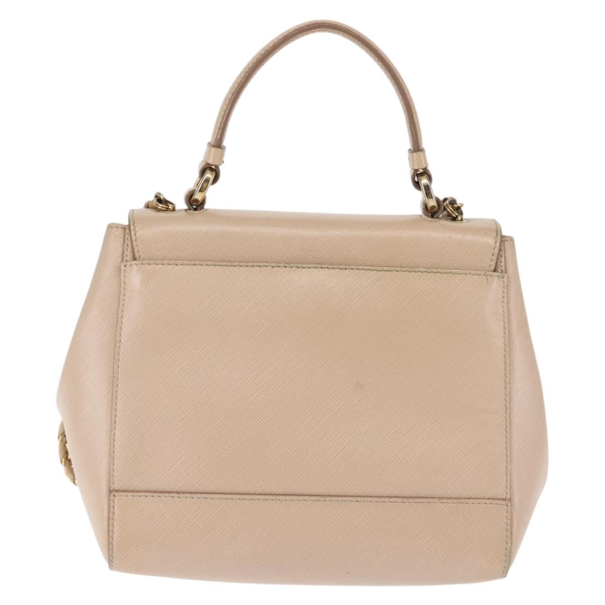 Salvatore Ferragamo Chain Vala Shoulder Bag Leather 2way Pink Gold Auth 144333